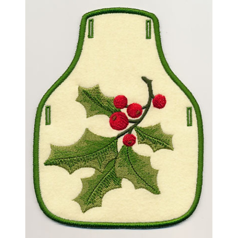 Christmas Holly Bottle Apron (In-the-Hoop)