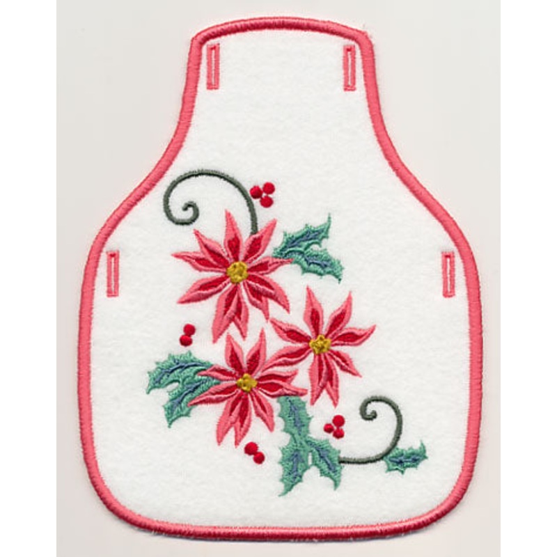 Christmas Wish Poinsettia Bottle Apron (In-the-Hoop)