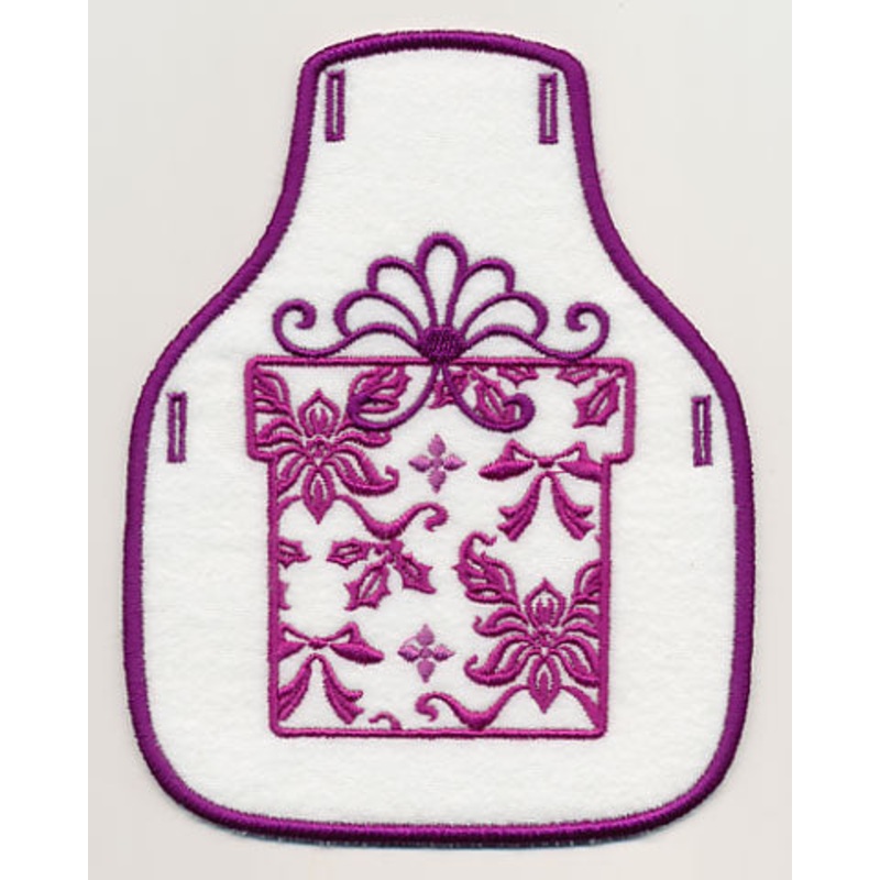 Damask Christmas Gift Bottle Apron (In-the-Hoop)