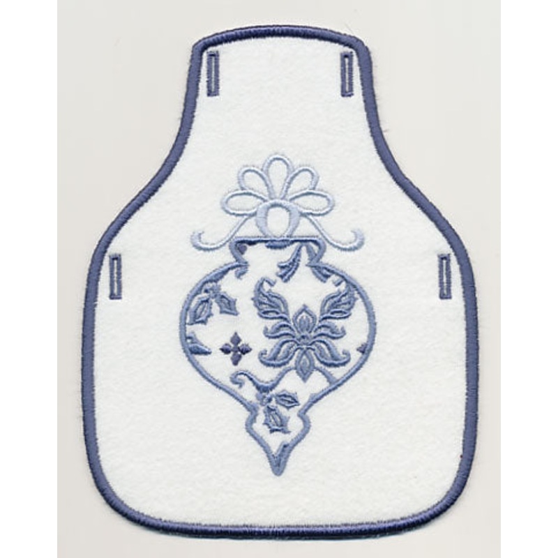 Damask Christmas Ornament Bottle Apron (In-the-Hoop)