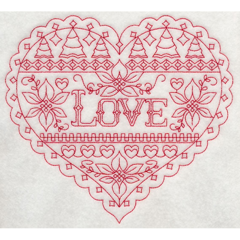 Love Christmas Heart (Redwork)