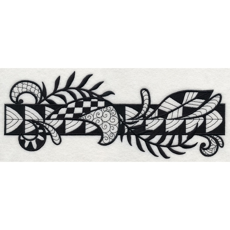 Flowers and Leaves Border (Blackwork)