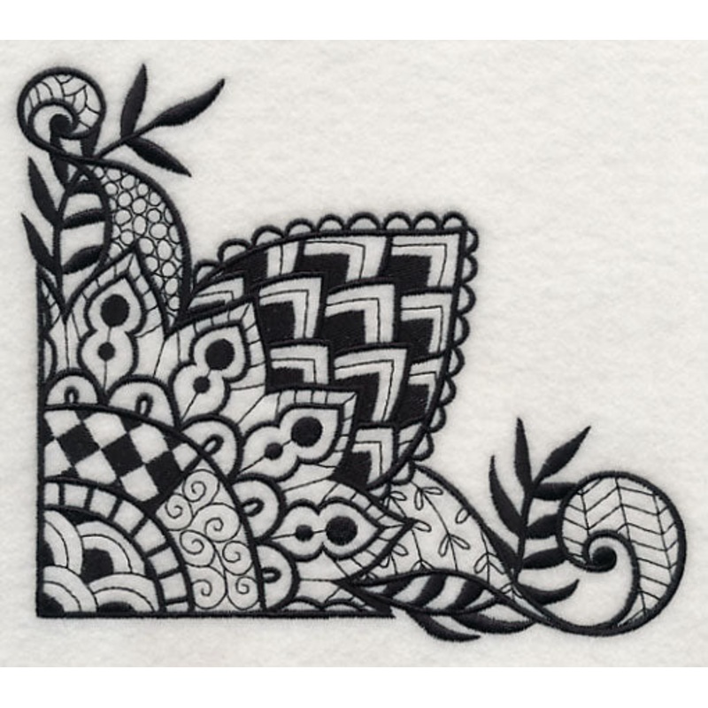 Flowers and Leaves Corner (Blackwork)
