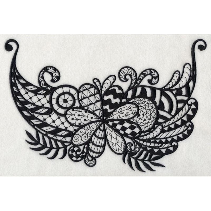 Flowers and Leaves Spray (Blackwork)