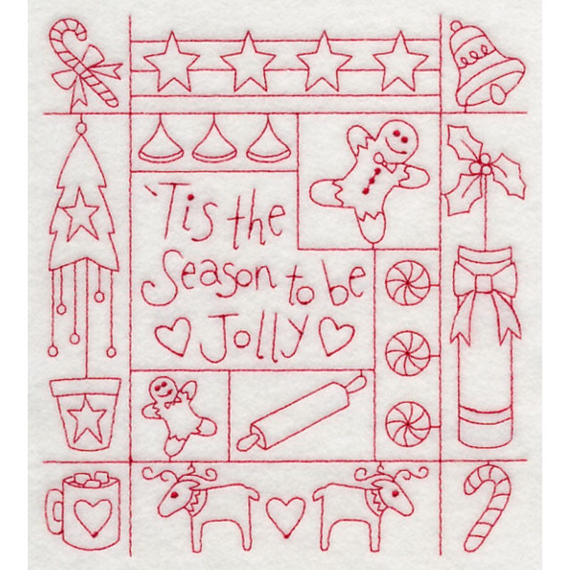 Tis the Season Shadow Box (Redwork)
