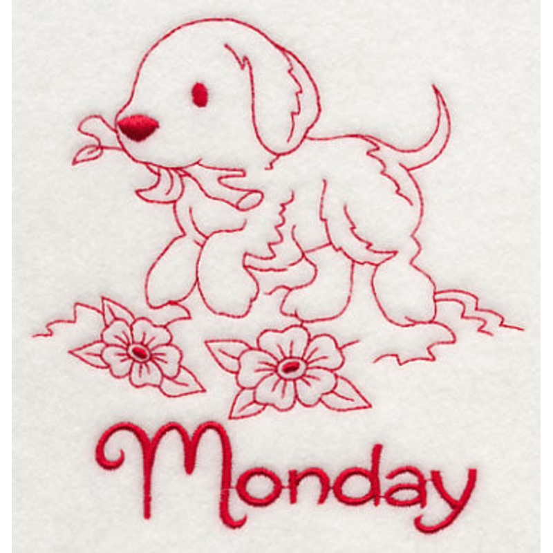 Busy Puppy on Monday (Redwork)