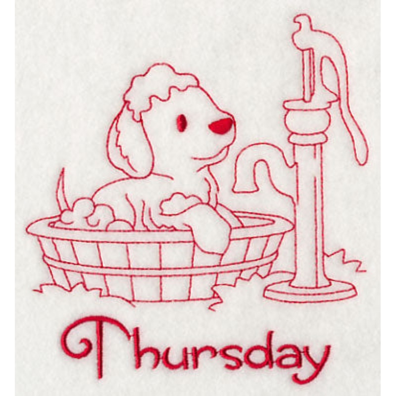 Busy Puppy on Thursday (Redwork)