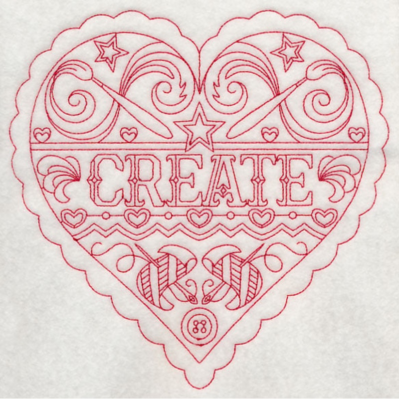Create Heart (Redwork)|7.74″ x 7.8″ / 196.52mm x 198.07mm|6.9″ x 6.95″ / 175.23mm x 176.65mm|5.85″ x 5.9″ / 148.56mm x 149.77mm|4.85″ x 4.89″ / 123.17mm x 124.13mm|All Sizes