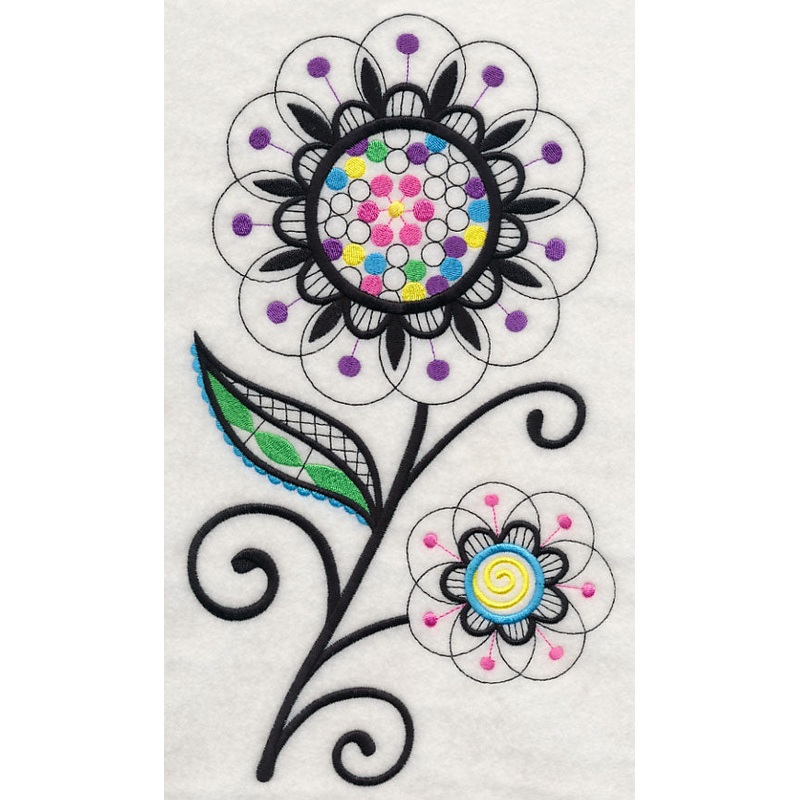 Bubble Gum Blossoms (Blackwork)