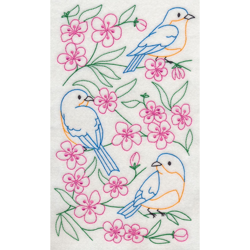 Bluebirds in Blossoms 1 (Vintage)