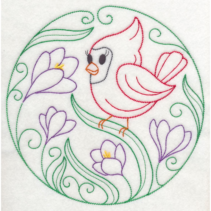 Cardinal and Crocuses (Vintage)