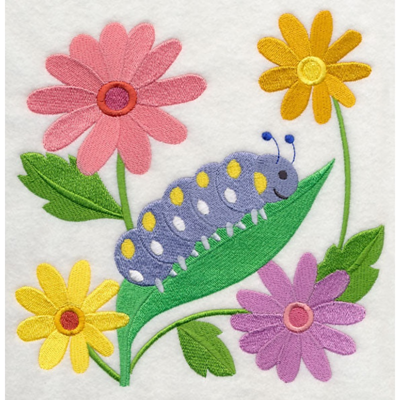 Caterpillar in Flowers|7.72″ x 7.78″ / 196.17mm x 197.71mm|6.87″ x 6.92″ / 174.53mm x 175.88mm|5.85″ x 5.89″ / 148.52mm x 149.67mm|4.85″ x 4.89″ / 123.17mm x 124.15mm|3.85″ x 3.88″ / 97.8mm x 98.6mm|All Sizes