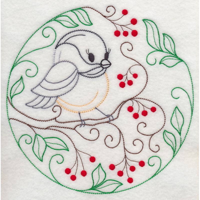 Chickadee and Red Berries (Vintage)