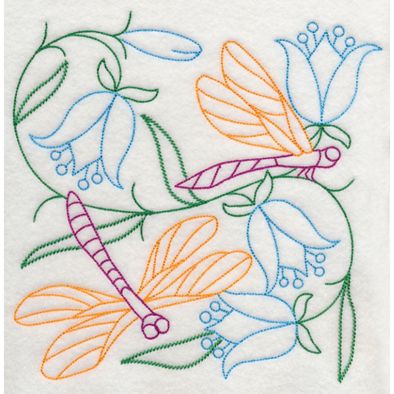 Dragonflies in Flowers 2 (Vintage)