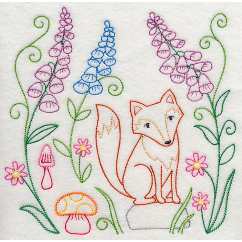 Fox in Forest Flowers (Vintage)