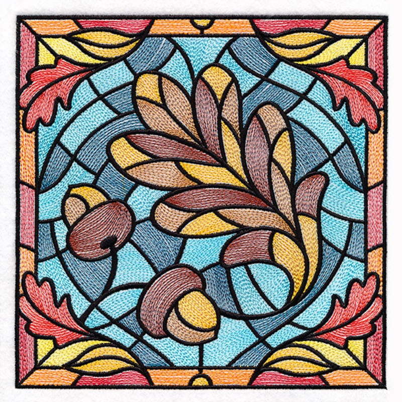 Autumn Accents Stained Glass – Oak Leaf & Acorns
