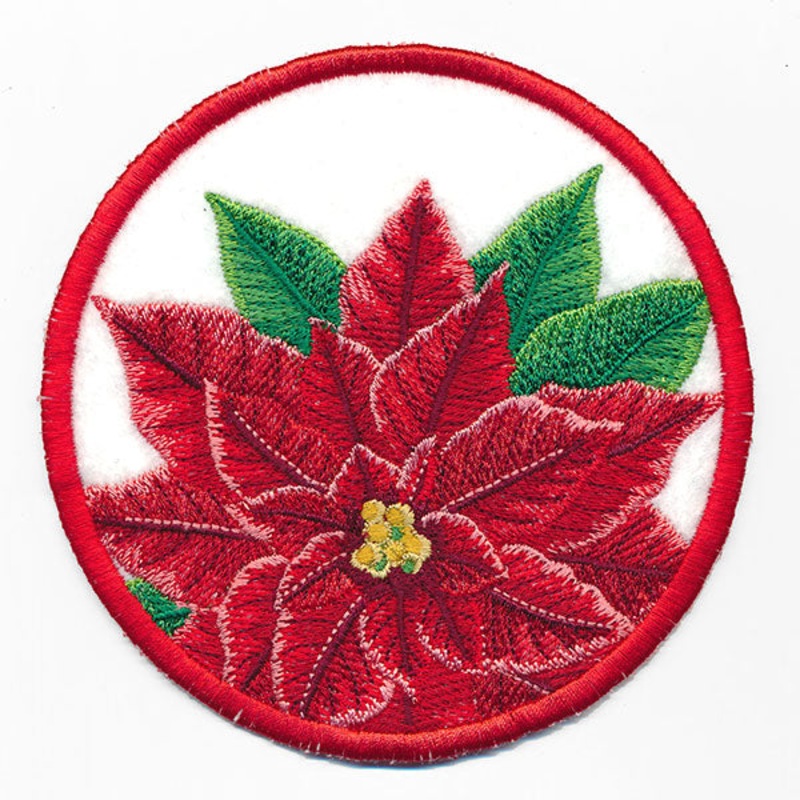 Christmas Cheer Coasters – Poinsettia (In-the-Hoop)