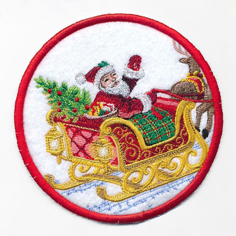 Christmas Cheer Coasters – Santa & Sleigh (In-the-Hoop)