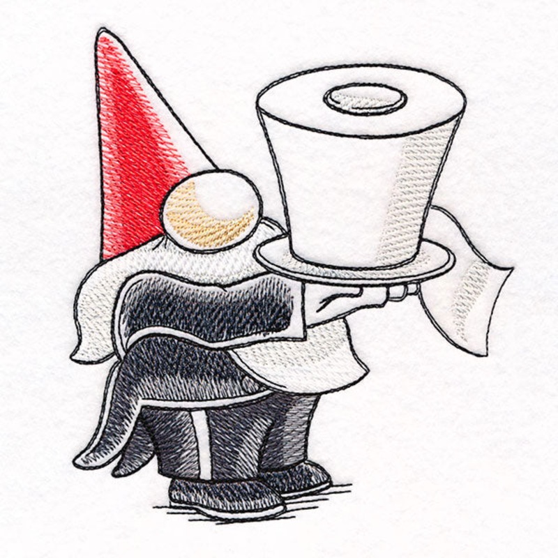 Toilet Paper is Served Gnome|5.85″ x 5.27″ / 148.56mm x 133.73mm|4.85″ x 4.36″ / 123.15mm x 110.86mm|3.85″ x 3.47″ / 97.77mm x 88.01mm|All Sizes