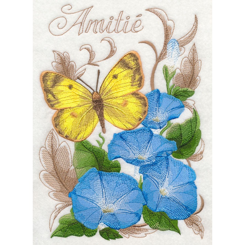 Clouded Yellow Butterfly and Morning Glories