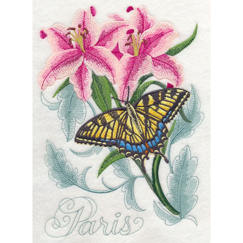 Swallowtail Butterfly and Lilies