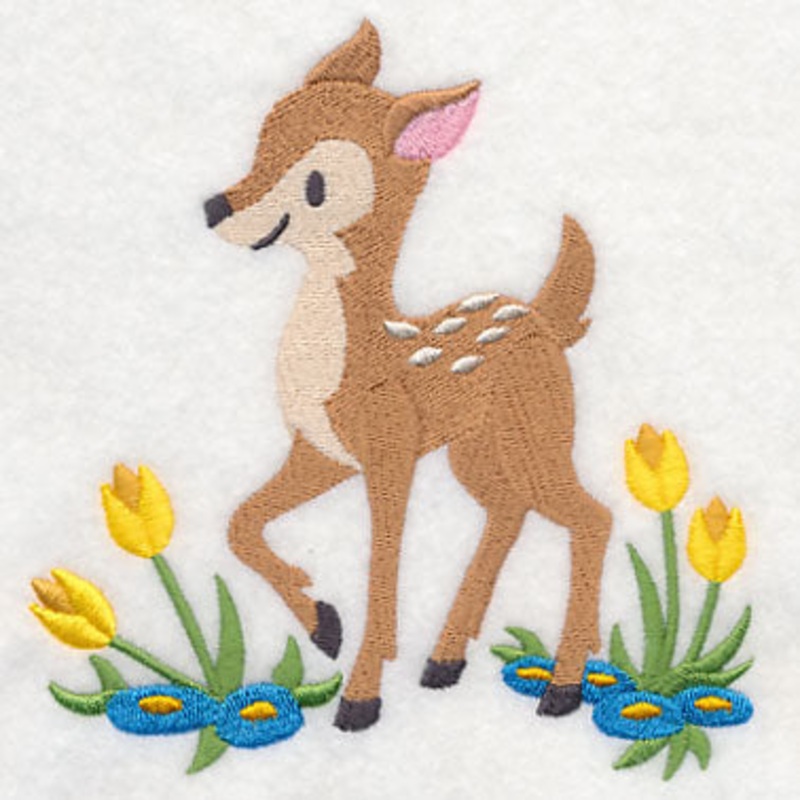 Fawn Frolicking in Flowers|5″ x 4.85″ / 127mm x 123.19mm|3.85″ x 3.74″ / 97.79mm x 95mm|All Sizes