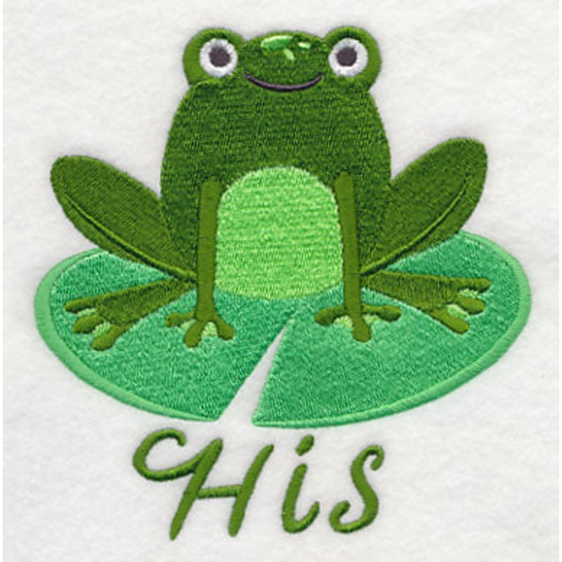 Lily Pad Frog – His|4.96″ x 4.85″ / 125.94mm x 123.25mm|3.86″ x 3.78″ / 98.01mm x 96.01mm|All Sizes