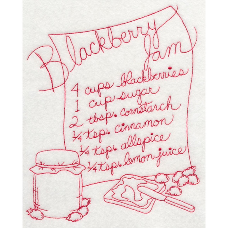 Blackberry Jam (Redwork)|8.54″ x 6.9″ / 216.86mm x 175.2mm|7.8″ x 6.3″ / 198.09mm x 159.97mm|7.24″ x 5.85″ / 183.85mm x 148.48mm|6″ x 4.85″ / 152.29mm x 123.11mm|All Sizes