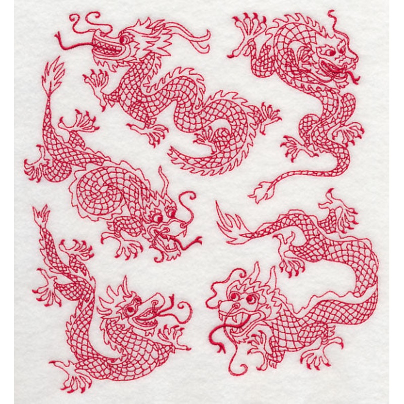 Chinese Dragons (Redwork)|7.79″ x 7.26″ / 197.89mm x 184.37mm|7.38″ x 6.87″ / 187.4mm x 174.62mm|6.25″ x 5.83″ / 158.76mm x 147.96mm|5.23″ x 4.87″ / 132.83mm x 123.79mm|All Sizes