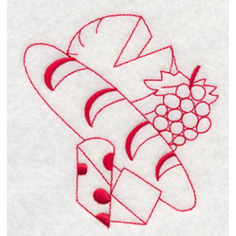 French Bread and Cheese (Redwork)