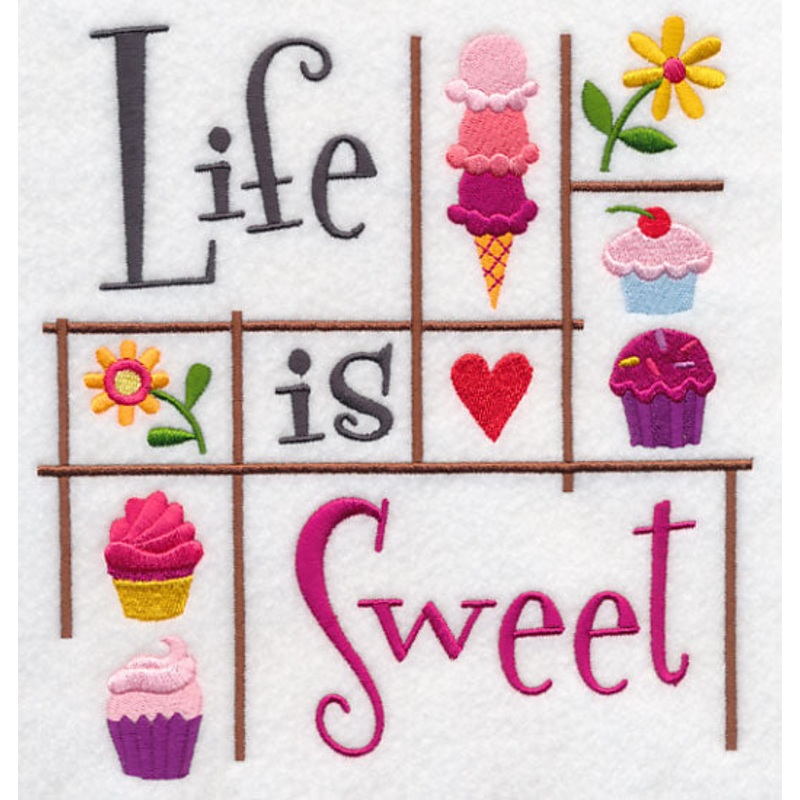 Life is Sweet|7.33″ x 6.9″ / 186.23mm x 175.27mm|6.22″ x 5.85″ / 157.88mm x 148.59mm|5.13″ x 4.82″ / 130.21mm x 122.54mm|All Sizes