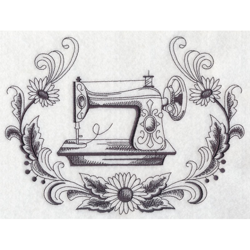Antique Sewing Machine Wreath|6.9″ x 9.19″ / 175.26mm x 233.43mm|5.85″ x 7.79″ / 148.59mm x 197.87mm|4.85″ x 6.46″ / 123.19mm x 164.08mm|All Sizes