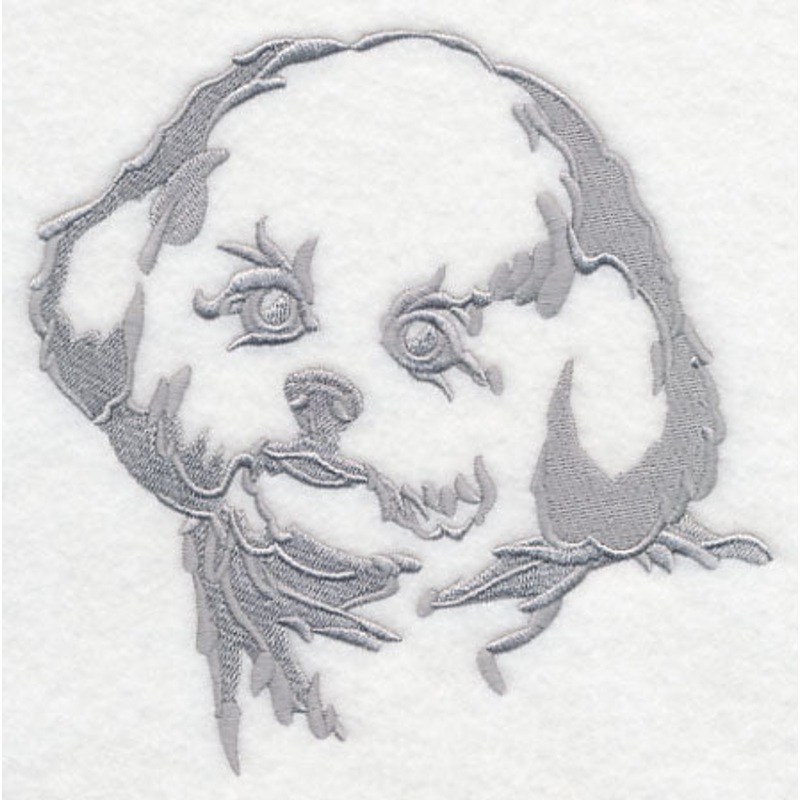Bichon Frise Silhouette|5.86″ x 5.88″ / 148.74mm x 149.37mm|4.86″ x 4.88″ / 123.44mm x 123.95mm|3.84″ x 3.86″ / 97.53mm x 97.95mm|All Sizes