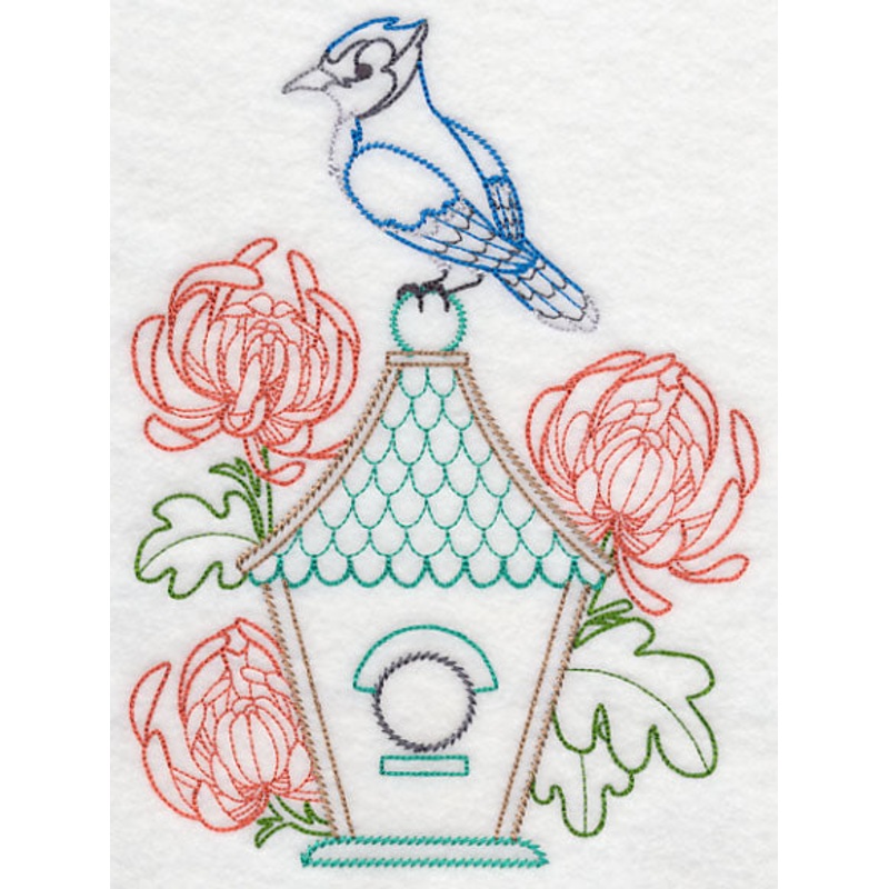 Bluejay and Chrysanthemums (Vintage)