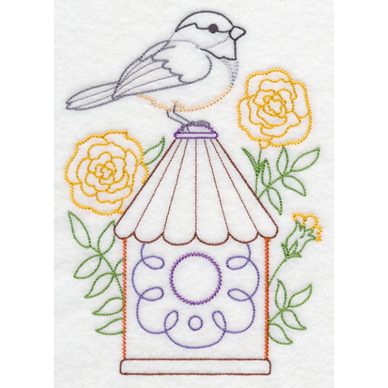 Chickadee and Marigolds (Vintage)