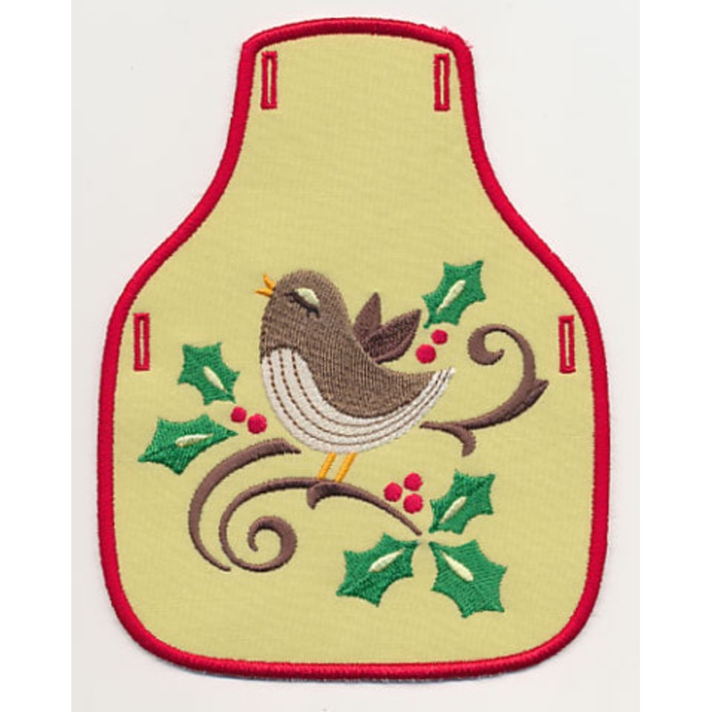 Christmas Bird Song Bottle Apron (In-the-Hoop)