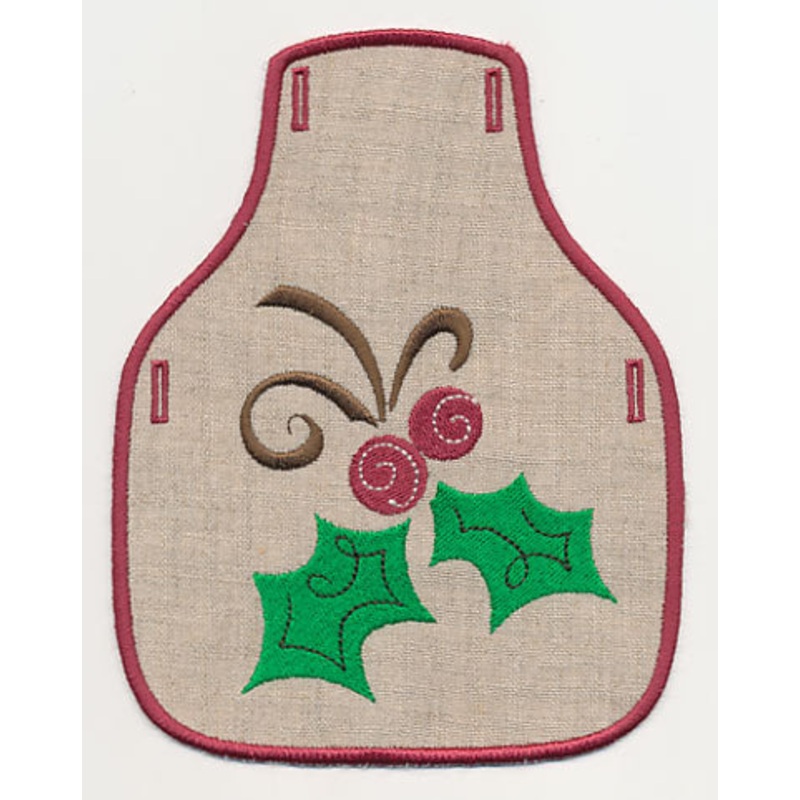 Christmas Doodle Holly Bottle Apron (In-the-Hoop)