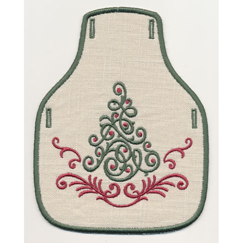 Fa La La Filigree Christmas Tree 1 Bottle Apron (In-the-Hoop)