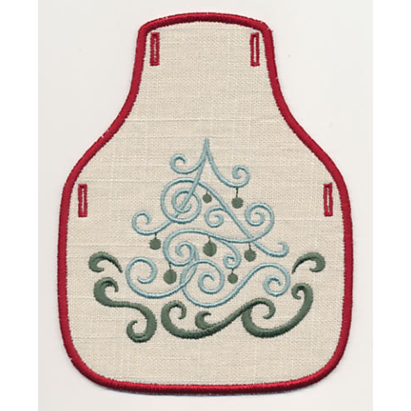 Fa La La Filigree Christmas Tree 3 Bottle Apron (In-the-Hoop)