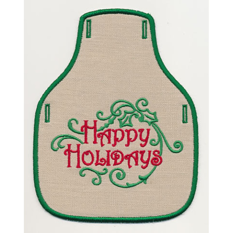 Fa La La Filigree Happy Holidays Bottle Apron (In-the-Hoop)