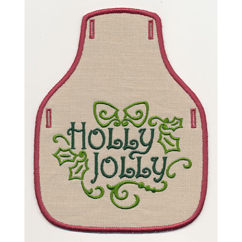 Fa La La Filigree Holly Jolly Bottle Apron (In-the-Hoop)