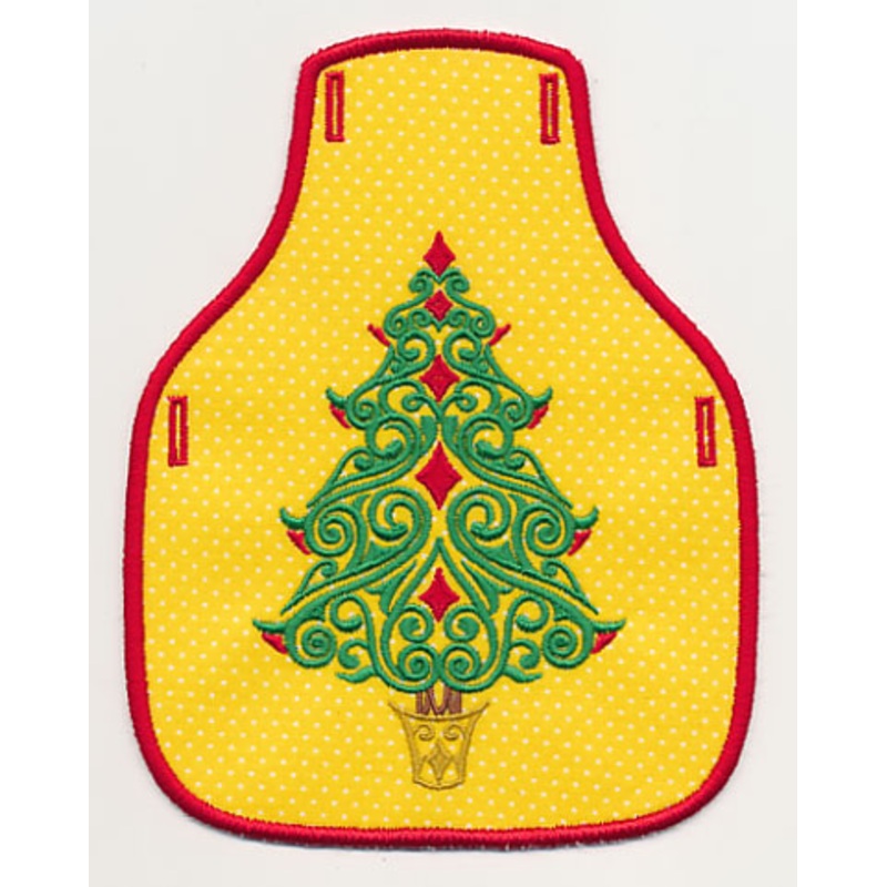 Festive Filigree Christmas Tree 1 Bottle Apron (In-the-Hoop)