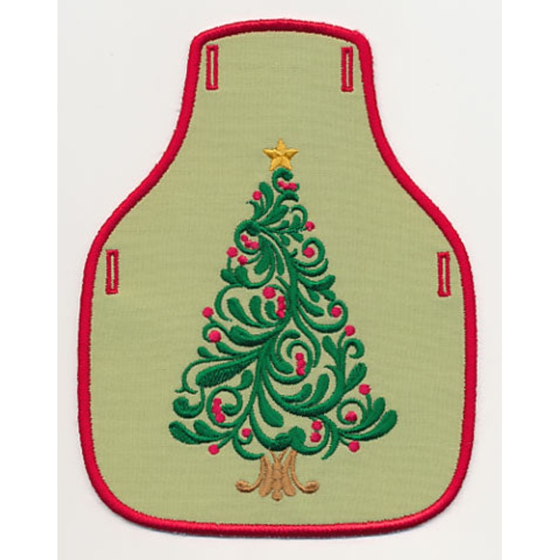 Festive Filigree Christmas Tree 2 Bottle Apron (In-the-Hoop)
