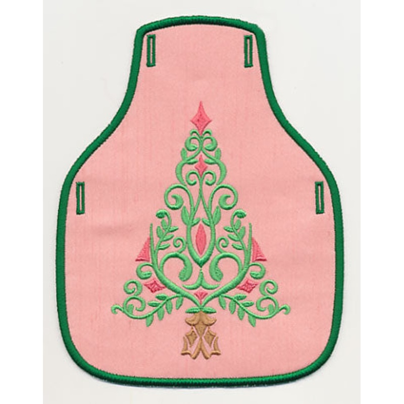 Festive Filigree Christmas Tree 3 Bottle Apron (In-the-Hoop)