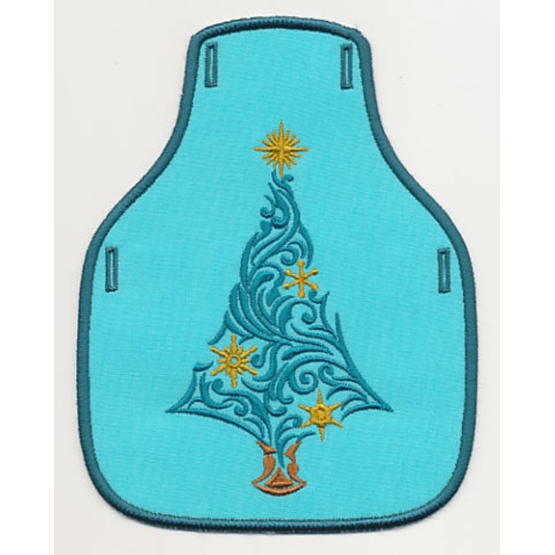 Festive Filigree Christmas Tree 4 Bottle Apron (In-the-Hoop)