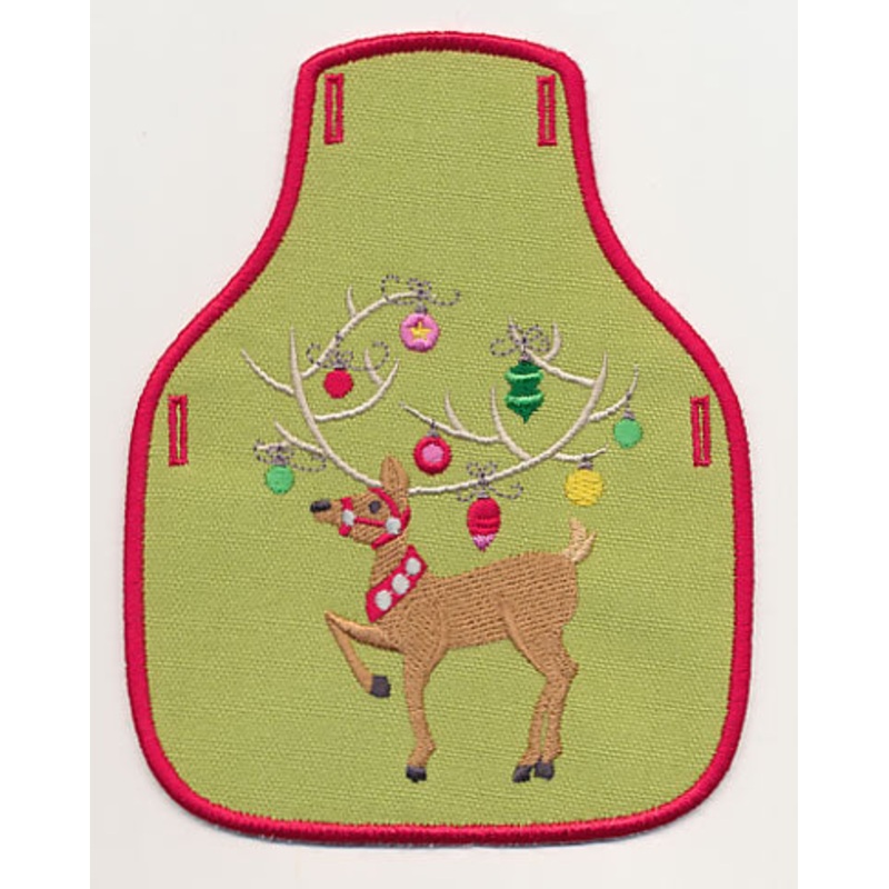 Tree Trimming Reindeer 2 Bottle Apron (In-the-Hoop)