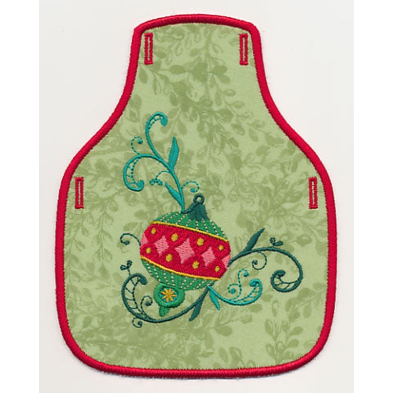 Trimming the Tree Corner Bottle Apron (In-the-Hoop)