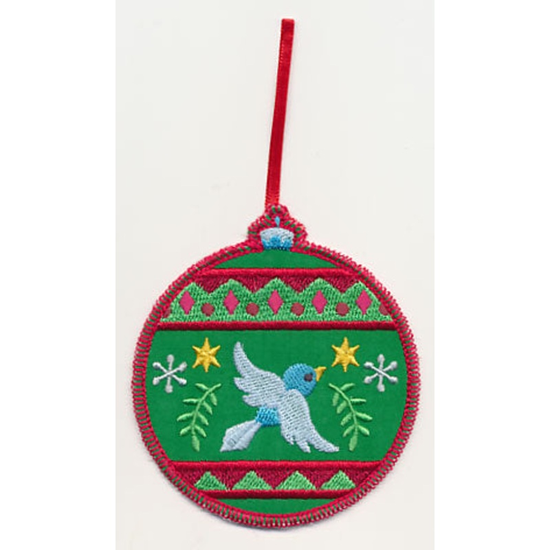 Christmas Ornament with Bluebird (In-the-Hoop)