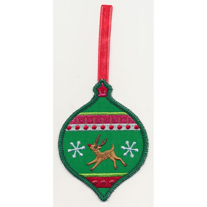 Christmas Ornament with Reindeer (In-the-Hoop)