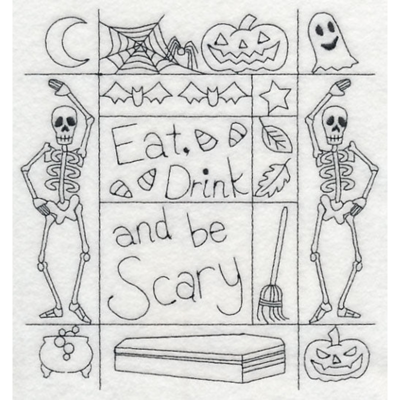 Eat, Drink and Be Scary Shadow Box (Blackwork)